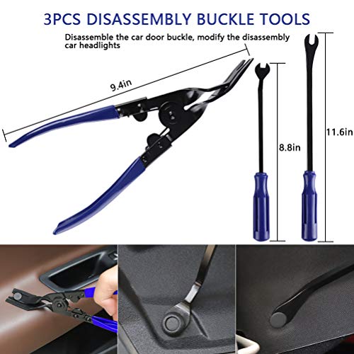 AUTDER 52 Pcs Body Repair Upholstery & Trim Tools Trim Removal Tool Kits Pry Kit Door Panel Tool Radio Repair Modification Pliers Fastener Remover - Blue