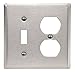 Leviton 2-Gang 1-Toggle 1-Duplex Device Combination Wallplate, Standard Size, Device Mount, Stainless Steel, 84005-40