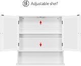 Yaheetech Modern Wall Mount Bathroom Mirror Cabinet White 56x13x58 cm view 6
