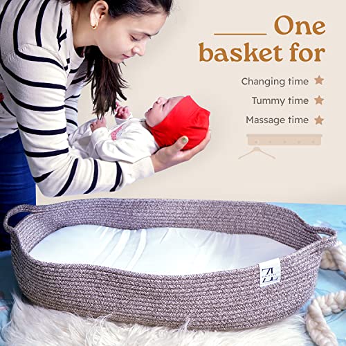 ZEAL'N LIFE Baby Changing Basket with Diaper Caddy, Baby Blankets and