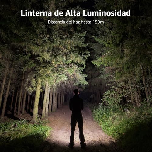 Lighting EVER Linterna LED de Alta Luminosidad con Zoom Ajustable, IPX4 Resistente al Agua, Compacta y Portátil – para Camping, Senderismo, Emergencias, Incluye Baterías AAA, Paquete de 2