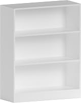 Vida Designs Cambridge 3 Tier Low Bookcase White Modern Wood Shelving