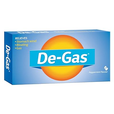 De-Gas Tablets - for Relief of Pressure, Wind, Bloating &amp; Stomach Discomfort Caused by A Buildup of Natural Wind in The Body. Peppermint Flavour 48 Capsules