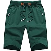 QPNGRP Mens Shorts Casual Drawstring Zipper Pockets Elastic Waist