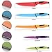 Thiroom 8-Piece Professional colorful Chef Knife Set Stainless Steel and a Non-Stick Coating with Comfort Grip Handles - Including 5 Cooking Knives, Kitchen Shears and a Vegetable Peeler