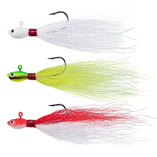Dr.Fish Lot 3 Bucktail Jig Fluke Lure Saltwater Freshwater Baits