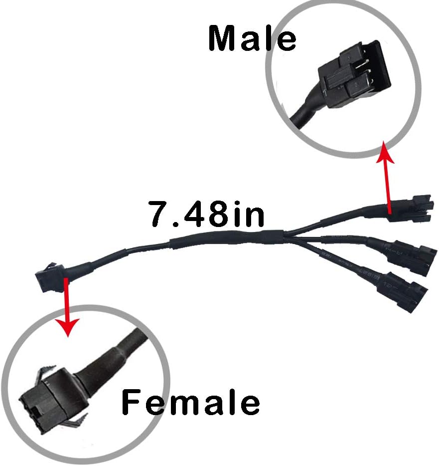 NBWDY 2Pcs 19cm Extension Cable Wire Cord Set 3 Way Splitter Y Cable for LED motorcycle Light Multi-color Neon Strip (2 x 3 Way Splitter Y Cable): Automotive