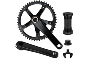 Fixed Gear Crankset 48T 144BCD 165mm Crank Arms - Single Speed Track Bike Crank Set with Narrow Wide Chainring and 68/73mm Bo