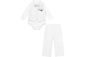 IDOPIP Baby Boy Clothes Suit Infant Gentleman Outfit First Birthday Baptism Wedding Dress Romper Shirt+Tie+Vest+Pants+Corsage