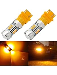ENDPAGE 3157 3156 3057 3056 LED Bulb 2-pack, Amber Yellow, Extremely Bright, 21-SMD with Projector Lens, 12-24V, Works as Turn Signal Blinker Lights