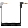 3.5mm TRS to TRRS Microphone Cable, Ancable 1/8 Male to Male Coiled Right Angle Mic Cord Compatible iPhone, Smartphone, Tablets with Rode SC7, VideoMic, VideoMicro Go, BOYA and More External Mic