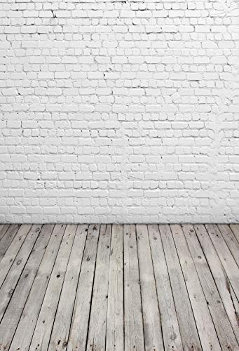 HUAYI-5X7ft-White-Brick-Wall-With-Gray-Wooden-Floor-Photography-Vinyl-Backdrop-D-2504