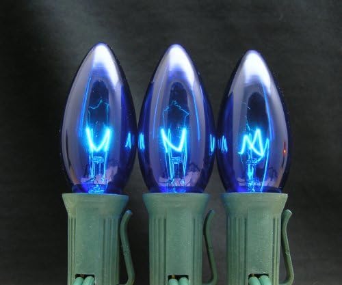 7 Watt C9 Transparent Outdoor Patio Party Christmas Novelty Replacement Bulbs, 25 Pack (Blue)