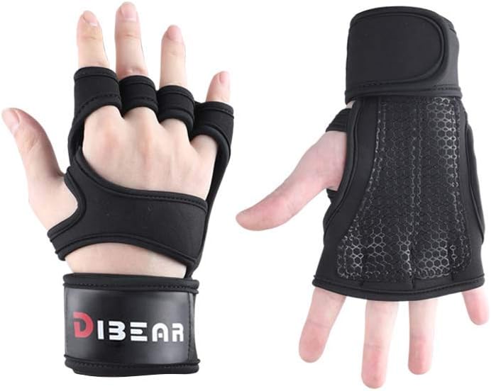 DIBEAR Weight Lifting Gloves Men and Women,with Built-in Wrist Wraps, Full Palm Protection & Extra Grip. Great for Pull Ups, Cross Training, Fitness, Rowing & Weightlifting.