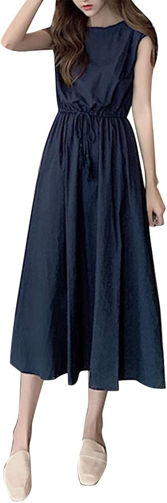 Amazon Co Jp Muadress レディース リネンワンピース マキシ丈 丸ネック キャップスリーブ リボンウエスト ゆったり 無地 カジュアル 着回し 可愛い おしゃれ プルオーバー 服 ファッション小物 Amazon Co Jp Muadress レディース リネンワンピース マキシ丈 丸ネック キャップスリーブ リボンウエスト ゆったり 無地 カジュアル 着回し 可愛い おしゃれ プルオーバー 服 ファッション小物