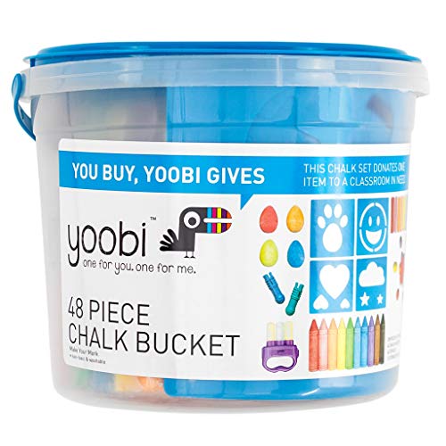 Yoobi Sidewalk Chalk Bucket Set with Accessories 48 Pieces of Chalk