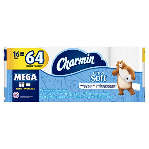 Charmin Ultra Soft Toilet Paper, 16 Mega Rolls Equal To 64 Regular Rolls, 16 Count