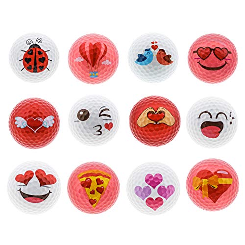 Emoji Golf Balls Deluxe Gift - Golf Gifts for Men, Women, Children- Gag Gift for The Golf Fan who has Everything - Deluxe (12 Golf Balls, Love)