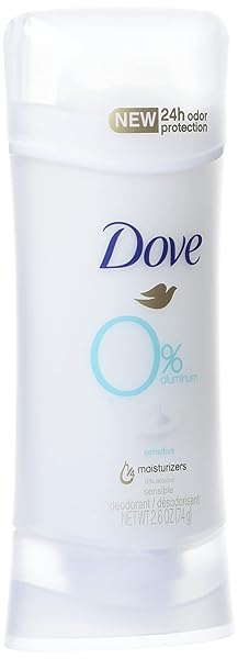 DOVE ALUMINUM-FREE DEODORANT FOR WOMEN SENSITIVE FOR 24 HOUR ALCOHOL FREE ODOR PROTECTION SAFE FOR SENSITIVE SKIN 2.6 OZ