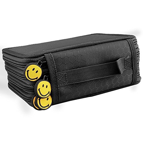 LORJE Multilayer Colored Pencil Case, Large, 72 Slots Black Pen Bag