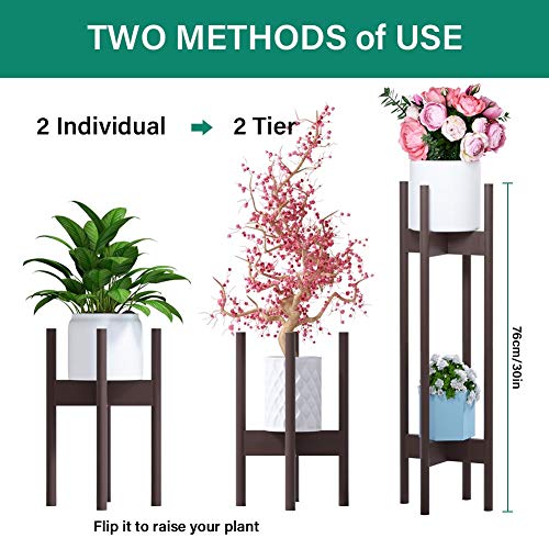 Plant Stand Pack of 2, Stackable & Adjustable Plant Stands, 2 Tier Indoor Plant Stand Tall 30