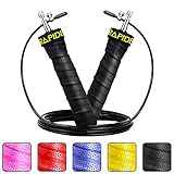 RAPIDE Jump Rope - Adjustable Cable, Rapid Ball Bearings & Anti-Slip Handles - Skipping Rope for Fast Weight Loss & for Exercise, Cardio, Crossfit