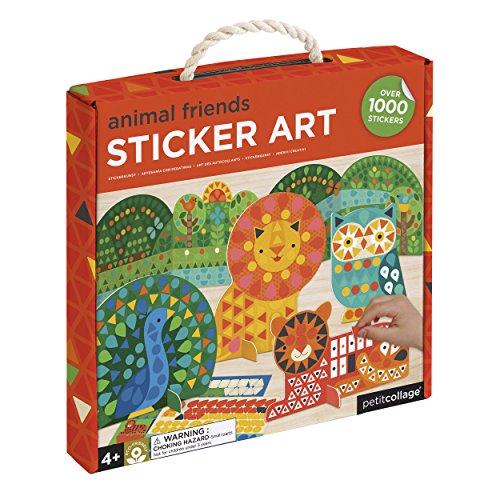 Petit Collage Mosaic Sticker Art Kit with Over 1000 Stickers, Animal Friends