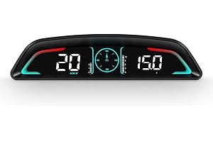 AZIJYV OBD2 Gauge Display,Head Up Display for Cars,Speedometer with Speed,Engine RPM,Clock,Overspeed Alarm,Water Temperature Alarm,Fatigue Driving Reminder,Fits Most Post-2008 Models