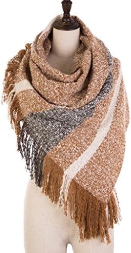 eUty Unisex Autumn Winter Soft Stripe Scarf, One Size, White and Gray