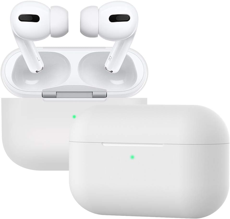 Skin for Apple Airpods Pro Case, WXRSY Full Protective Durable Shockproof Drop Silicone Proteive Earphone Cover 360 Degree Protective Skin Cover Compatible with New Apple AirPods Pro White