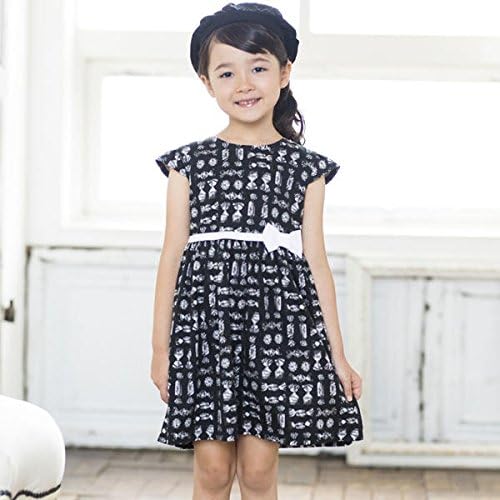 Amazon べべ Bebe スムースキャンディープリントワンピース ブラック系 130cm ワンピース チュニック 通販