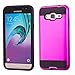 Samsung Galaxy J3V, Sky, Express Prime, Amp Prime Case, Sol, J3 Case - Wydan Hybrid Hard Shockproof Case Heavy Duty Protective Brushed Phone Resilient Protector Cover - Hot Pink Black
