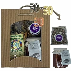 Feinkost-Set 30. Geburtstag mit Nudeln, Sauce, Gewürze // Nudeln als 30, Sauce, Gewürze