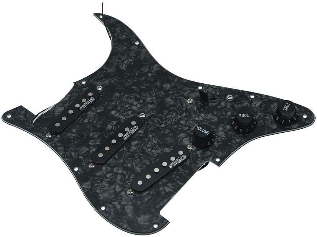 Dopro Loaded Guitar Pickguard with Wilkinson Pickups Prewired ST Pickguard for FD Strat Stratocaster Made In USA/Mexico Black Pearl