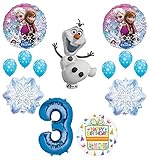 Mayflower Products Frozen 3rd Birthday Party Supplies Olaf, Elsa and Anna Balloon Bouquet Decorations Blue #3
