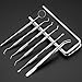 Dental Tools 6 Pack, MOTYYA Teeth Cleaning Tools Professional Dental Hygiene Kit Stainless Steel Dental Picks Oral Care set to Remover Tartar, tooth scraper,Mouth Mirror for home use (6 Tools)