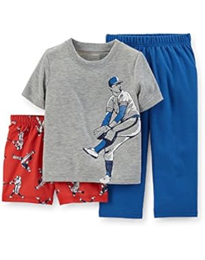Carters Baby Boys Three-Piece Baseball Pajama Set - Tee, Shorts & Pants