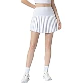 Women's Pleated Skort - High-Waisted, Built-in Dual-Pocket Shorts, UV Protection for Tennis & Daily Wear