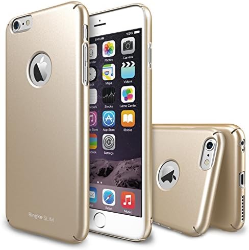 iPhone 6 Case - Ringke SLIMEssential Ultra Thin[FREE Bonus 1 HD Screen Protector][Logo Cutout ROYAL GOLD] Perfect Fit & Ultra Slim Scratch-Resistant Dual Coating Minimalist Thin Protective Hard Case for Apple iPhone 6 4.7" (2014)