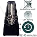 GLEAM Metronome - Mechanical Spring Power with Free Bag for Piano Guitar Violin Drums and Other Instruments Loud Sound Black