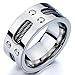 Man's Stainless Steel Ring Wedding Band with Steel Cables and Screws 10mm(26a)