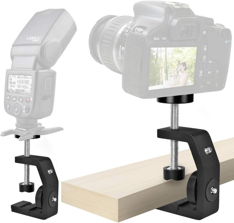 UTEBIT C Clamp Camera Mount with 1/4 Screws + 360° Swivel Mini Ball