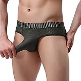 Men's Long Bulge Pouch Boxer Briefs, Mosunx(TM) Smooth Bikini Thong (L, Army Green B)