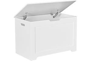 Epetlover Toy Box Storage Chest for Girls Boys, Wooden Trunk Bench w/Flip-top Lid & Safety Hinge, Kids Play Room Nursery Organizer, Bedroom Storage w/ 100L Storage Area (White)