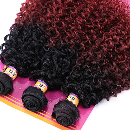 Synthetic-Weave-3-Bundles-Kinky-Curly-16-18-20-Inches-Mixed-2-Tone-Ombre-High-Temperature-Heat-Resistant-FiberT199j