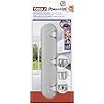 tesa Powerstrip Hook Rack - Matt-Chrome, Self Adhesive Wall Hook for Tiles, Glass, Wood, Plastic and Flat Surfaces - Easily Removable - Powerstrips Technology - Large