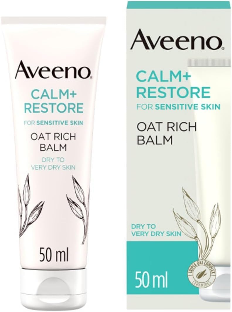 AVEENO Face CALM+RESTORE Oat Rich Balm (1x 50ml), 24-Hour Hydration Face Moisturiser with Triple Oat Complex, Face Care Soothes and Hydrates Irritated, Very Dry, and Sensitive Skin