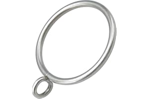 AMZSEVEN 44 Pack Curtain Rings with Eyelets, Metal Drapery Ring for Pinch Pleat Curtains, Drape Ring 1.5 Inch I D Fits Up to 1.2 in Rod, Matte Silver