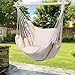Finether Padded Hammock Hanging Chair Swing with Pillow Set for Indoor Outdoor Use, 265 lbs Weight Capacity, Beige