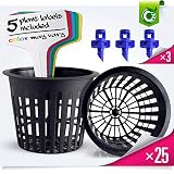25 pack - 3 inch Round HEAVY DUTY Net Cups Pots WIDE LIP Design - Orchids  Aquaponics  Aquaculture  Hydroponics  WIDE Mouth Mason Jars  Slotted Mesh by Cz Garden Supply